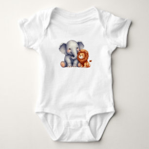 Baby Olifant en Leeuw baby bodysuit