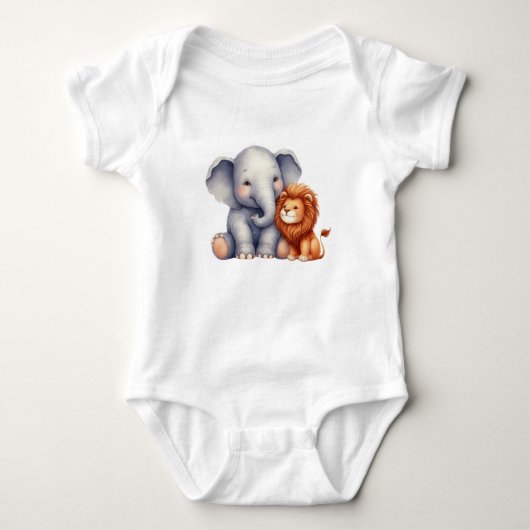 Baby Olifant en Leeuw baby bodysuit (Voorkant)