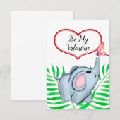 Baby olifant en vlinder kind Valentijn Kaart (Voorkant / Achterkant)