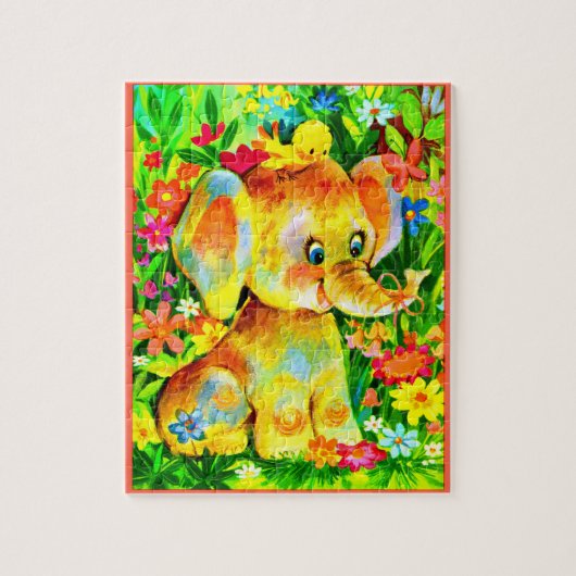 baby olifant en vogel legpuzzel (Verticaal)