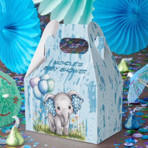 Baby Olifant en Wilde Bloem Jongen Baby Shower Bedankdoosjes