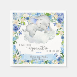 Baby olifant en wolkenluiers baby shower. servet