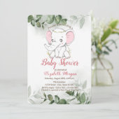 Baby olifant, Eucalyptus Greenery Baby shower Kaart (Staand voorkant)