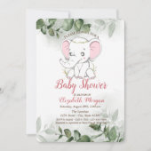 Baby olifant, Eucalyptus Greenery Baby shower Kaart (Voorkant)