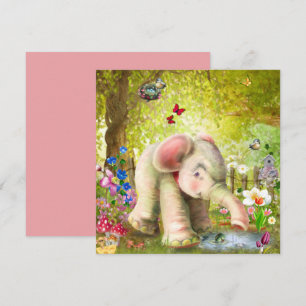 Baby Olifant Fantasie Plat Kaart
