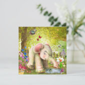 Baby Olifant Fantasie Plat Kaart (Staand voorkant)