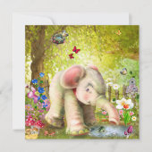 Baby Olifant Fantasie Plat Kaart (Voorkant)
