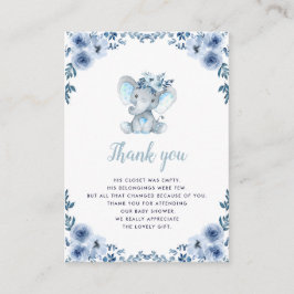 baby olifant floral baby shower bedankje informatiekaartje