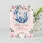 Baby olifant Floral roze Stippen Baby shower Kaart (Staand voorkant)