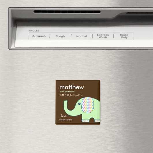 Baby Olifant Geboorte Aankondiging Magneet (Insitu (Vaatwasser))