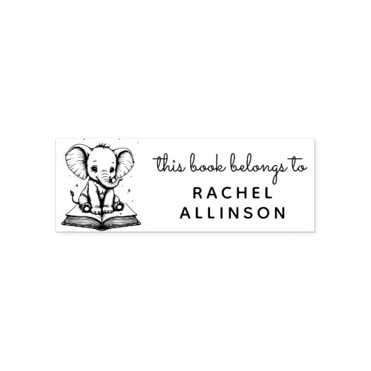 Baby Olifant Geleerde Ex Libris Stempel (Design)