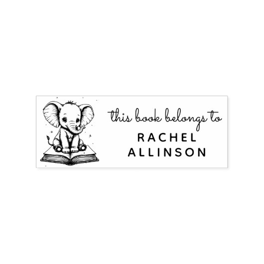 Baby Olifant Geleerde Ex Libris Stempel (Afrduk)