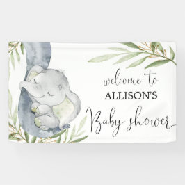 Baby olifant genderneutraal baby shower achtergron spandoek