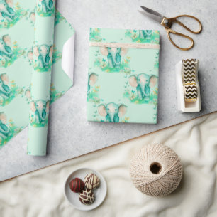 Baby Olifant Geslachtsneutrale Verjaardag Cadeaupapier