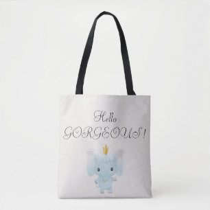 Baby Olifant, Gouden Kroon - Hallo Prachtig Tote Bag