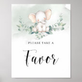 Baby olifant greenery eucalyptus boho gunstig teke poster (Voorkant)