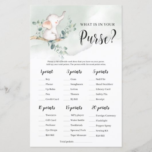 Baby olifant greenery wat er in je portemonnee zit (Voorkant)