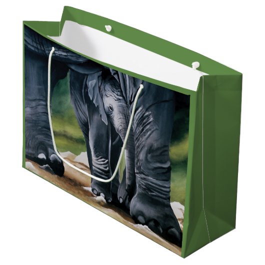 Baby Olifant Grijs Schattige Groot Cadeauzakje (Voorkant Gekanteld)