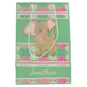 Baby Olifant Groene Gift Bag Medium Cadeauzakje (Voorkant)