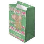 Baby Olifant Groene Gift Bag Medium Cadeauzakje (Voorkant Gekanteld)