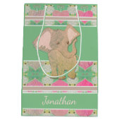 Baby Olifant Groene Gift Bag Medium Cadeauzakje (Achterkant)