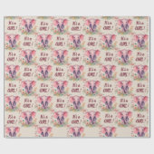 Baby Olifant Het Een Meisje Baby shower Cadeaupapier (Vlak)