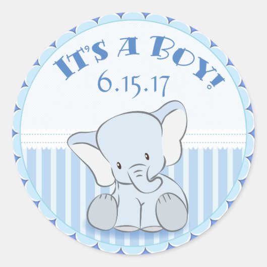 Baby Olifant Het is een Jongen Stickers (Voorkant)