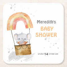 Baby olifant in ballon, baby shower, Papieren Onde