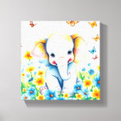 Baby olifant in bloei canvas afdruk (Voorkant)