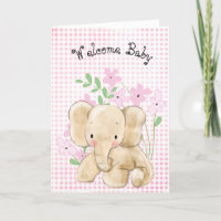 Baby Olifant in Bloemen Gefeliciteerd