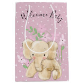 Baby olifant in bloemen op pooldots medium cadeauzakje (Voorkant)