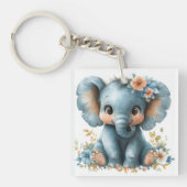 Baby olifant in bloemen sleutelhanger (voorkant)