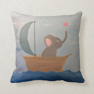 Baby olifant in een boot kussen