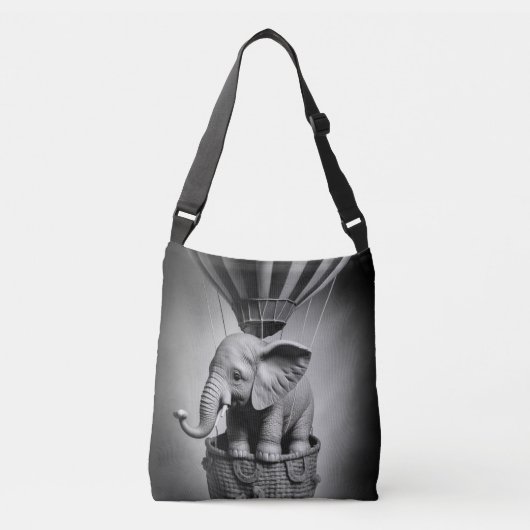 Baby Olifant in een Heet Luchtballon Crossbody Tas (Voorkant)