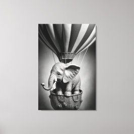 Baby olifant in een luchtballon canvas afdruk