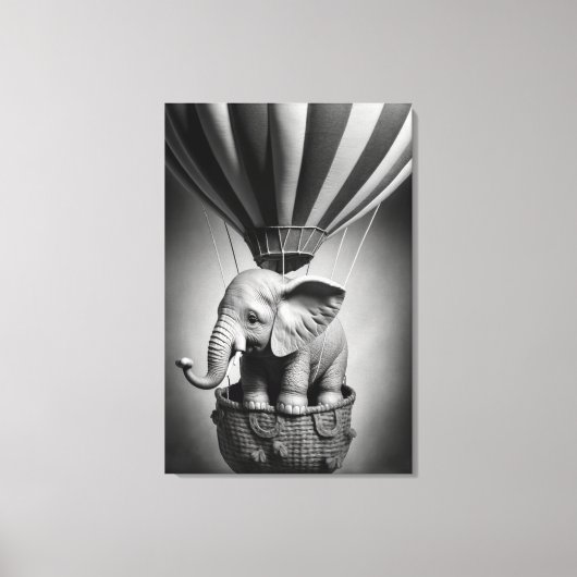 Baby olifant in een luchtballon canvas afdruk (Voorkant)