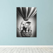 Baby olifant in een luchtballon canvas afdruk (Insitu (Houten vloer))