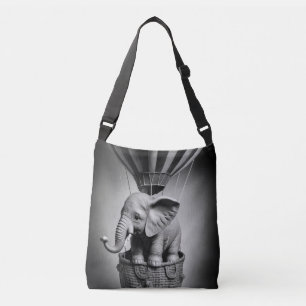 Baby olifant in een luchtballon crossbody tas