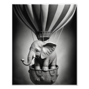 Baby olifant in een luchtballon foto afdruk