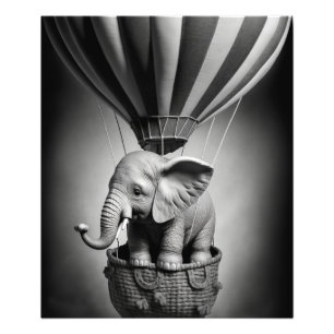 Baby olifant in een luchtballon foto afdruk