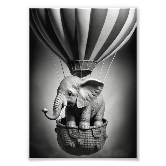 Baby olifant in een luchtballon foto afdruk (Voorkant)