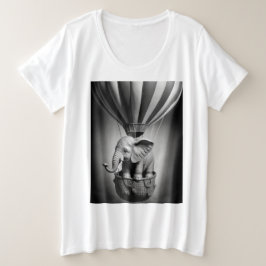 Baby olifant in een luchtballon grote maat t-shirt