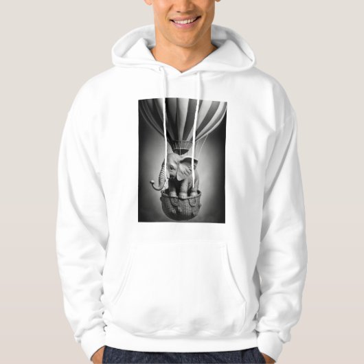 Baby olifant in een luchtballon hoodie (Voorkant)