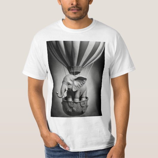 Baby olifant in een luchtballon t-shirt (Voorkant)
