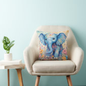 Baby Olifant in een pasteltuin Kussen (Stoel)