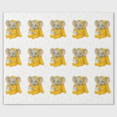 Baby olifant in geel pyjama Baby shower Cadeaupapier (Vlak)