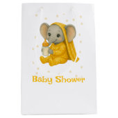 Baby olifant in geel pyjama Baby shower Medium Cadeauzakje (Voorkant)