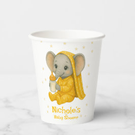 Baby olifant in geel pyjama Baby shower Papieren Bekers