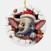 Baby Olifant in Santa Hat - 3D Keramisch Ornament (Achterkant)