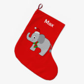 Baby olifant in Santa Hat en Scarf Grote Kerstsok (Voorkant (Hangend))